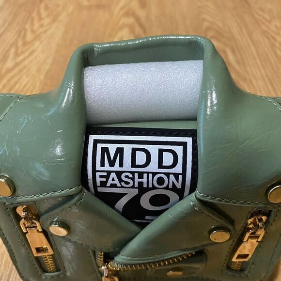 MDD Fashion 79 The Fiona Faux Leather Jacket Handbag Green Gold - Picture 3 of 15